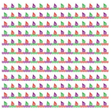 Colorful of boats and waves pattern. vector Stock Illustration
