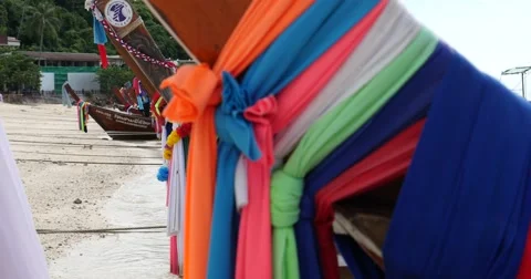 Colorful boats sashes Phi Phi island Thailand Stock Footage 58977682