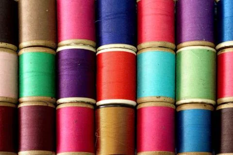 Colorful bobbins of thread Stock Photos