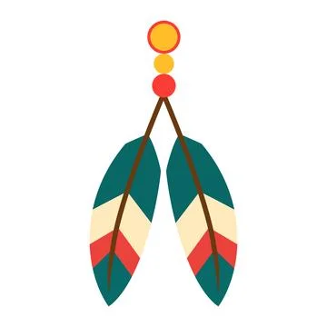 Colorful Boho Feather Pendant Vector Stock Illustration