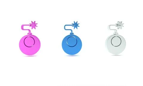 Colorful Bomb ready to explode icon isolated on white background. Minimalis.. Stock Illustration
