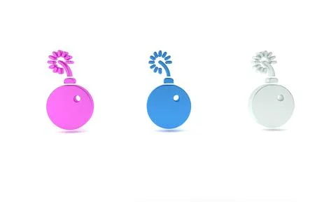 Colorful Bomb ready to explode icon isolated on white background. Minimalis.. Stock Illustration