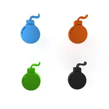 Colorful Bomb ready to explode icon isolated on white background. Minimalis.. Stock Illustration
