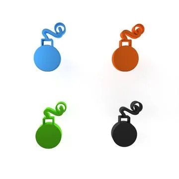 Colorful Bomb ready to explode icon isolated on white background. Minimalis.. Stock Illustration