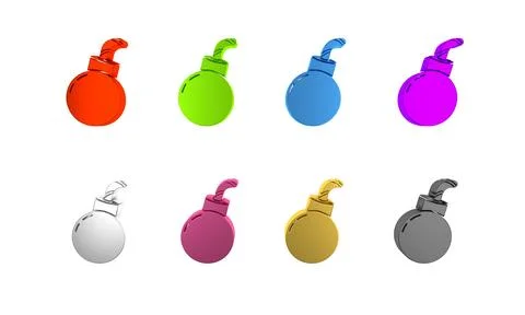 Colorful Bomb ready to explode icon isolated on white background. Happy Hal.. Stock Illustration
