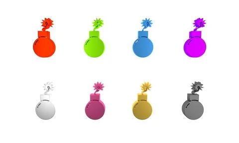 Colorful Bomb ready to explode icon isolated on white background. Minimalis.. Stockillustratie