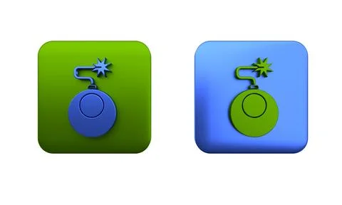 Colorful Bomb ready to explode icon isolated on white background. Square bu.. Stock Illustration