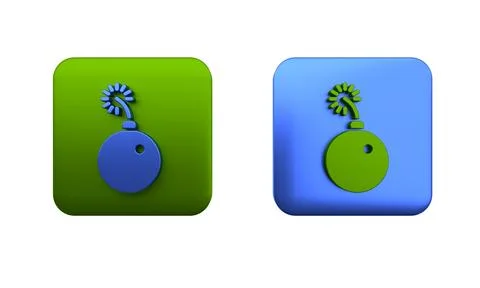 Colorful Bomb ready to explode icon isolated on white background. Square bu.. Stock Illustration