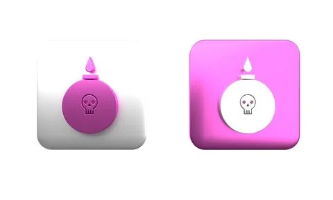 Colorful Bomb ready to explode icon isolated on white background. Square bu.. Stock Illustration