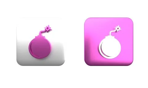 Colorful Bomb ready to explode icon isolated on white background. Square bu.. Stock Illustration