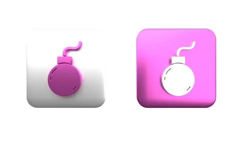 Colorful Bomb ready to explode icon isolated on white background. Square bu.. Foto stock