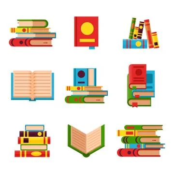 Colorful book vector illustration learn literature study opened and closed Ilustración de archivo