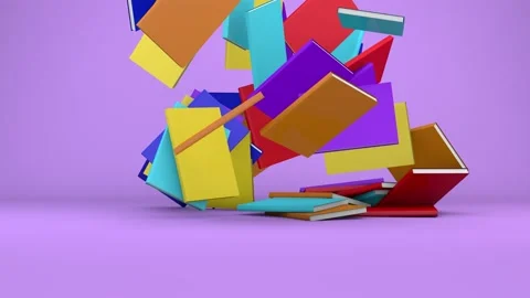 Colorful books are falling down, 3d rendering Video stock 139382855