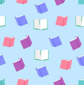 Colorful books background seamless pattern Stock Illustration