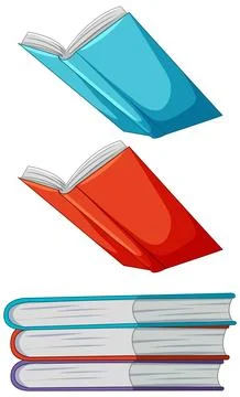 Colorful Books Floating and Stacked Stock Illustration