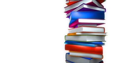 Colorful Books Stack on White (Loop) Video stock 8600998