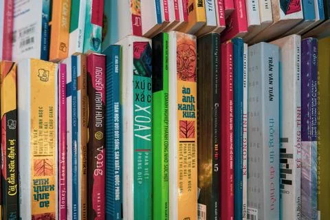 Colorful Bookself closeup, dramatic view Stock Photos