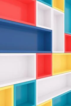 Colorful bookshelf. 3D rendering. Stock Illustration