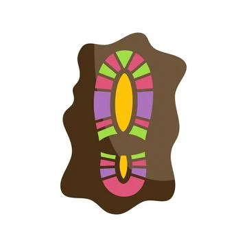 Colorful boot print pattern in mud puddle illustration Stock Illustration