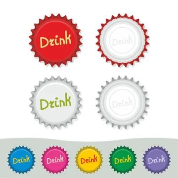 Colorful Bottle Caps Stock Illustration