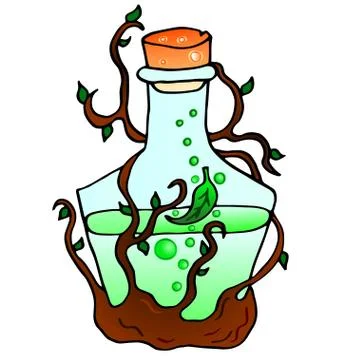 Colorful bottle with a magic potion. Stock Illustration