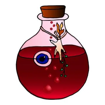 Colorful bottle with a magic potion. Stock Illustration