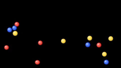 Colorful Bouncing Spheres Moving Dynamically Across a Solid Black 動画素材 344936649