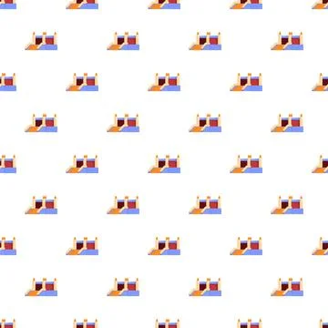 Colorful bouncy castle pattern repeating on white background Illustrazione stock
