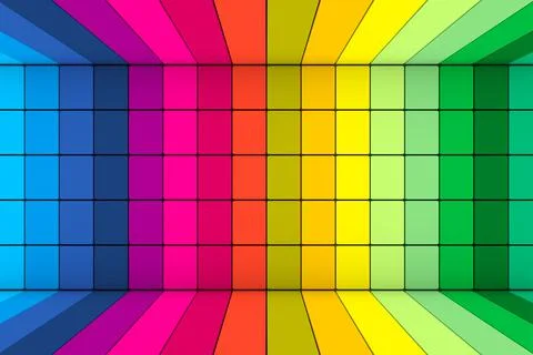 Colorful boxes abstract background 3D render illustration Stock Illustration