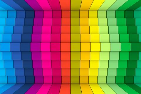 Colorful boxes abstract background 3D render illustration Stock Illustration