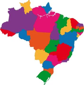 Colorful brazil map Stock Illustration