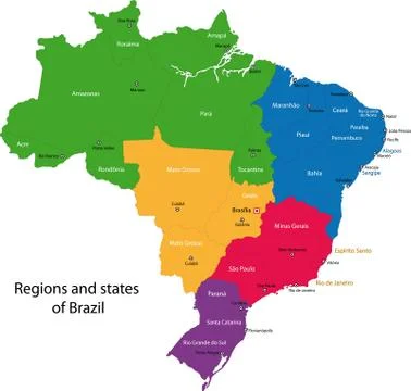 Colorful brazil map Stock Illustration