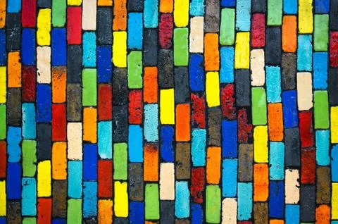 Colorful brick wall Stock Photos