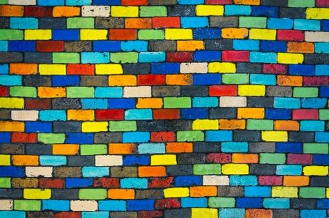 Colorful brick wall Stock Photos
