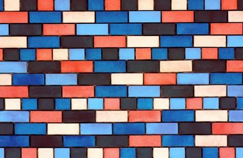 Colorful brick wall Stock Photos