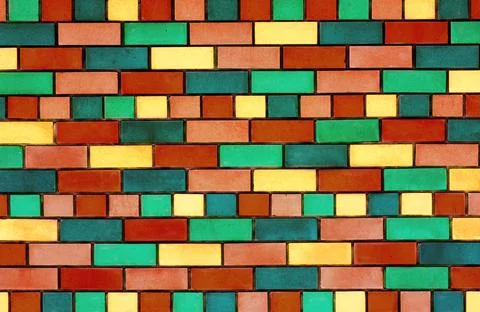 Colorful brick wall Stock Photos