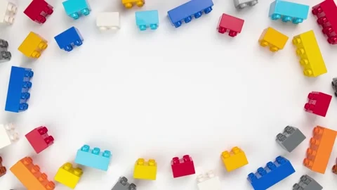 Colorful bricks moving on the edges like frame on the white background Stock Footage 138652439