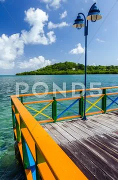 Colorful Bridge and Lamp Post Stock Photos