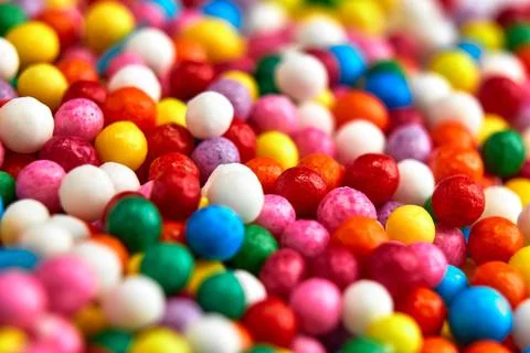 Colorful bright background, multi-colored balls. Sweet nice background candy. Stock-Fotos