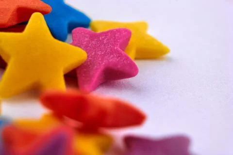 Colorful bright background, multi-colored stars. Sweet nice background candy. 스톡 사진