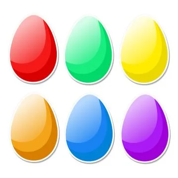 Colorful bright Easter eggs in cartoon style on white. Stock vector iluustrat Illustrazione stock