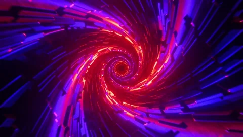 Colorful bright neon abstract space tunnel looped animation. Stock Footage
