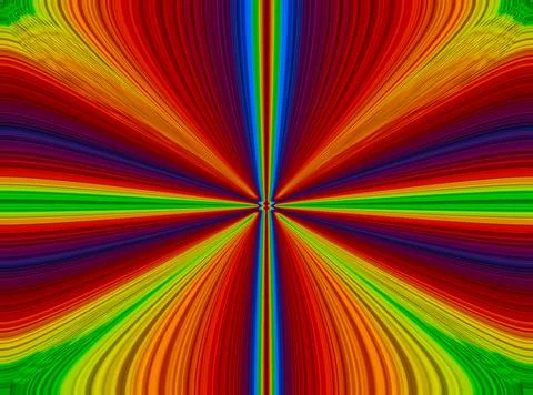 Colorful bright rays converging at one point in center. Abstract background Stock Illustration