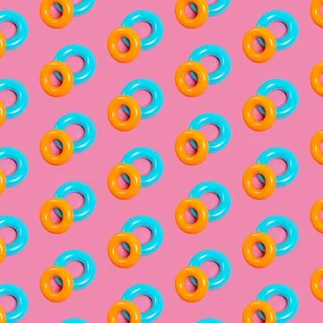 Colorful bright swim ring pattern collage isolated Stock Photos