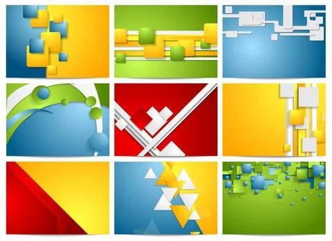 Colorful bright technology backgrounds set Colorful bright technology back... Stock Photos
