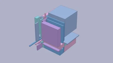 Colorful broken cube. Sketch effect. Abstract illustration, 3d render. Stock Illustration