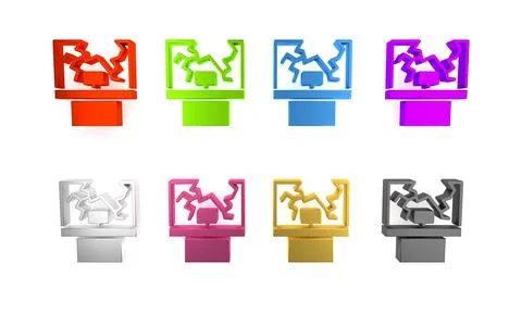 Colorful Broken window icon isolated on white background. Damaged window. B.. Ilustración de archivo