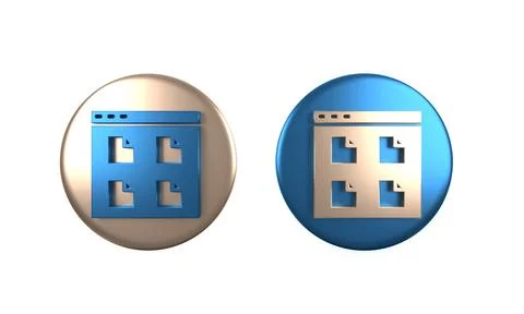 Colorful Browser files icon isolated on white background. Circle button. 3D.. Stock Illustration