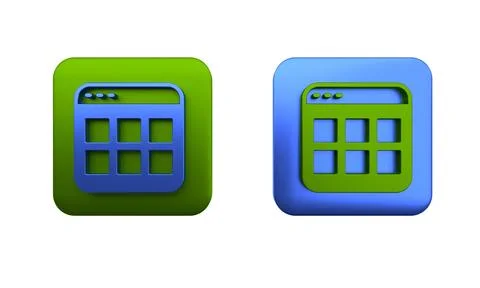 Colorful Browser files icon isolated on white background. Square button. 3D.. Illustrazione stock