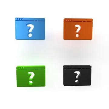 Colorful Browser with question mark icon isolated on white background. Inte.. 库存插图